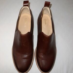 Leather Clarks Sz 8 Boot Chelsea Pull On M Brown Leather Women